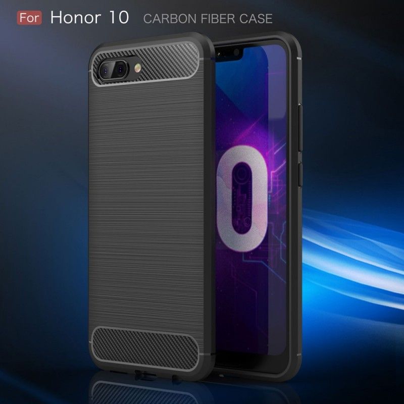 Hülle Honor 10 Schwarz Gebürstete Kohlefaser