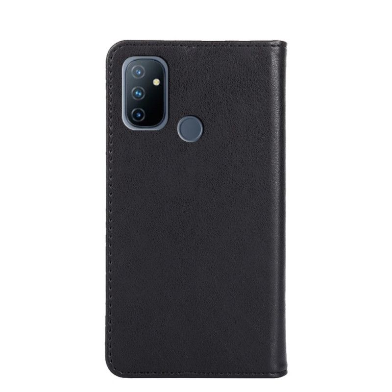 Flip Case Für OnePlus Nord N100 Schwarz Nietlederstil