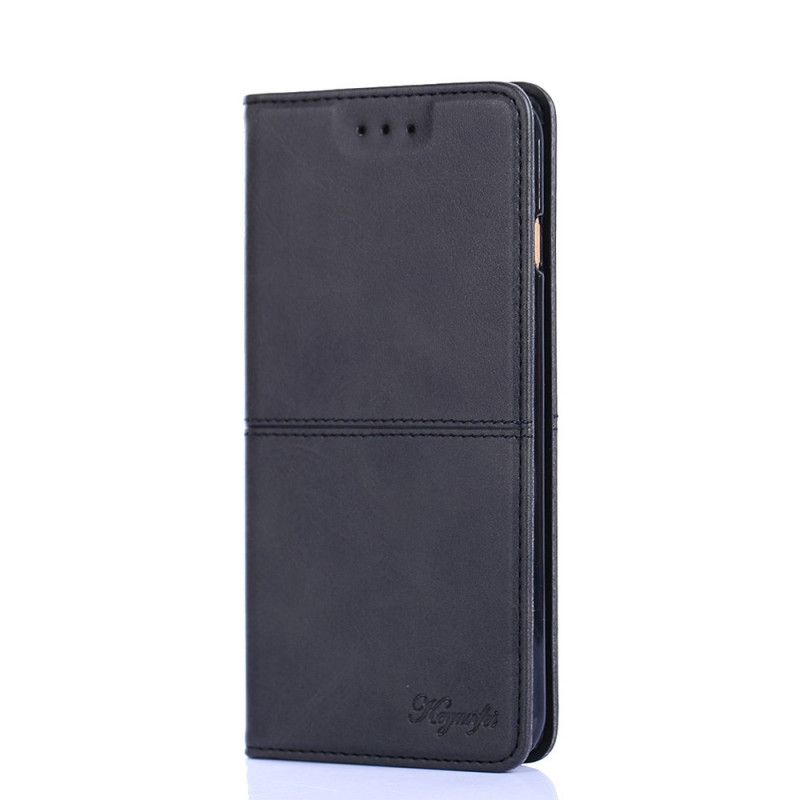 Flip Case OnePlus Nord N100 Schwarz Couture-Lederstil