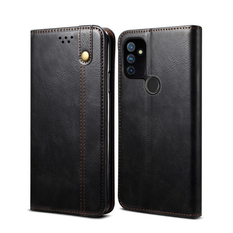 Flip Case OnePlus Nord N100 Schwarz Gewachstes Kunstleder