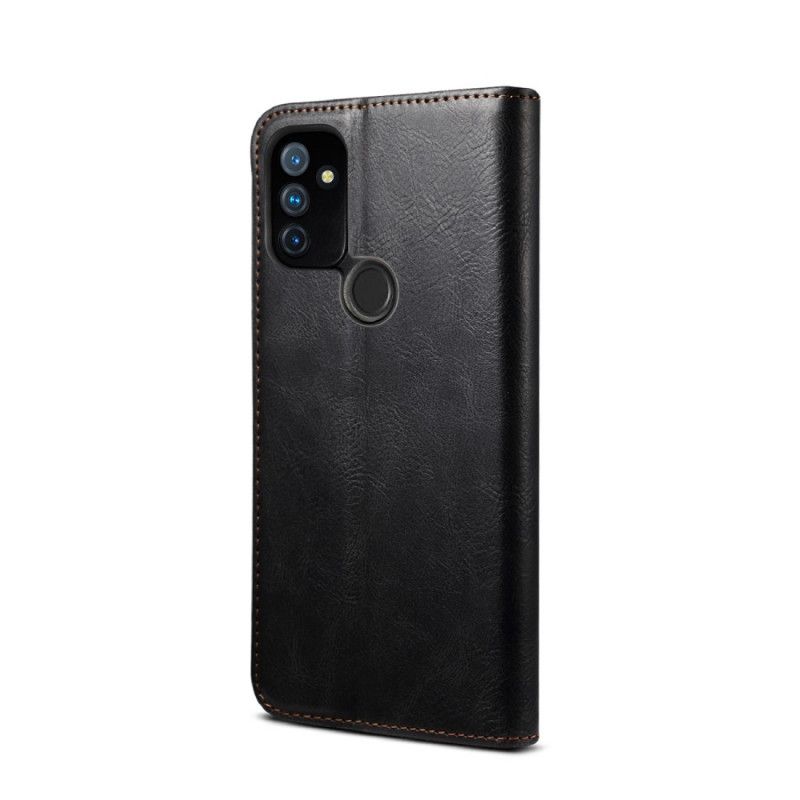 Flip Case OnePlus Nord N100 Schwarz Gewachstes Kunstleder