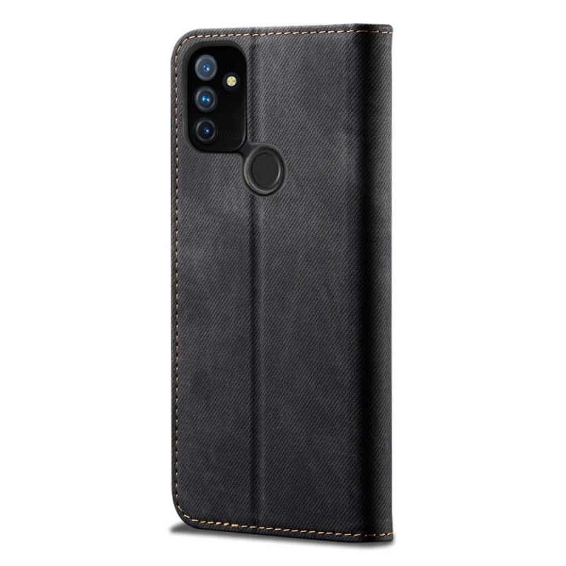 Flip Case OnePlus Nord N100 Schwarz Textur Aus Kunstlederjeans