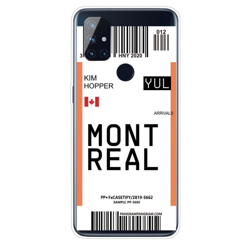 Hülle OnePlus Nord N100 Bordkarte Nach Montreal