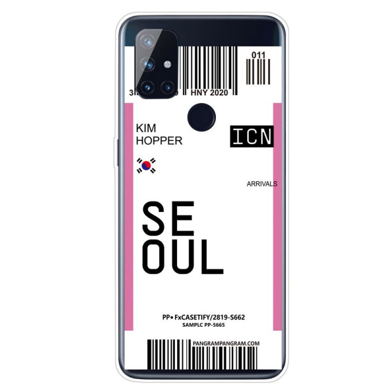 Hülle OnePlus Nord N100 Pink Bordkarte Nach Seoul