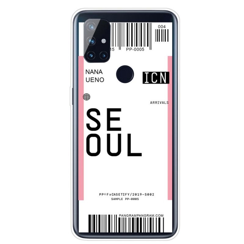 Hülle OnePlus Nord N100 Pink Bordkarte Nach Seoul