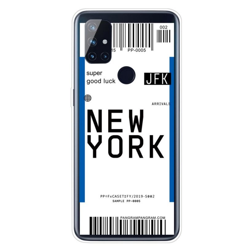 Hülle OnePlus Nord N100 Schwarz Bordkarte Nach New York