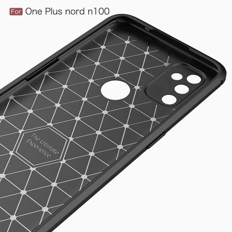 Hülle OnePlus Nord N100 Schwarz Gebürstete Kohlefaser