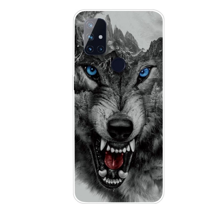 Hülle OnePlus Nord N100 Schwarz Handyhülle Erhabener Wolf