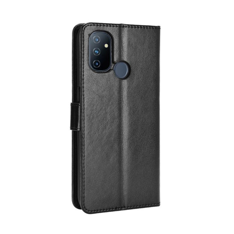 Lederhüllen OnePlus Nord N100 Schwarz Handyhülle Auffälliges Kunstleder