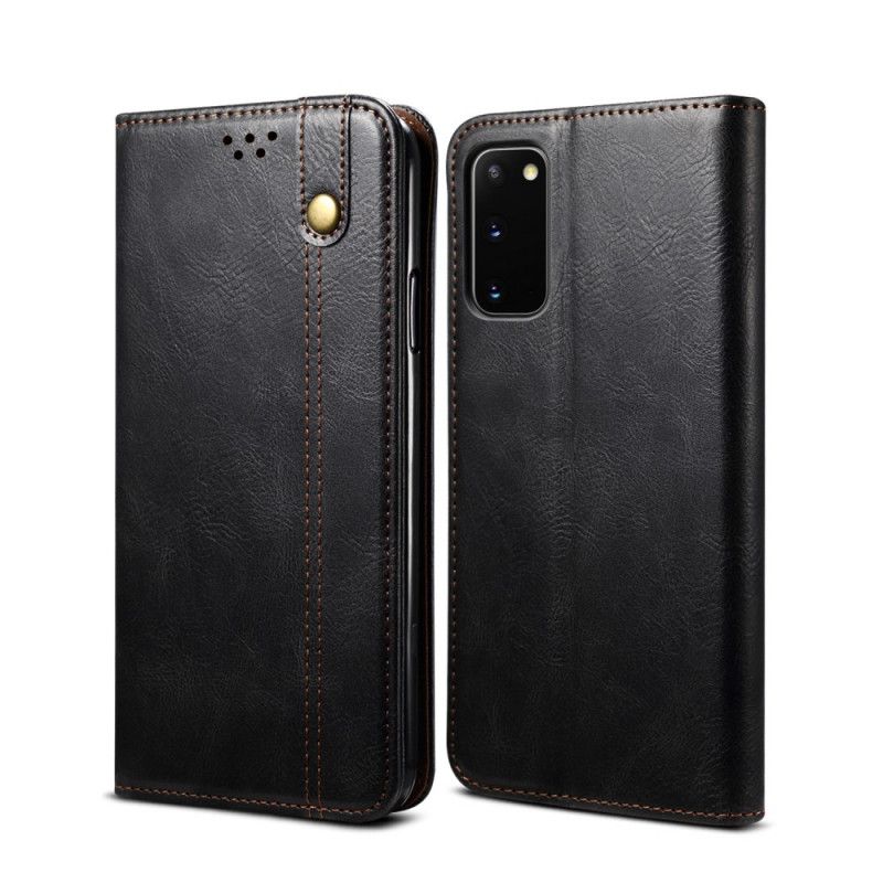 Flip Case Samsung Galaxy S20 FE Schwarz Gewachstes Kunstleder