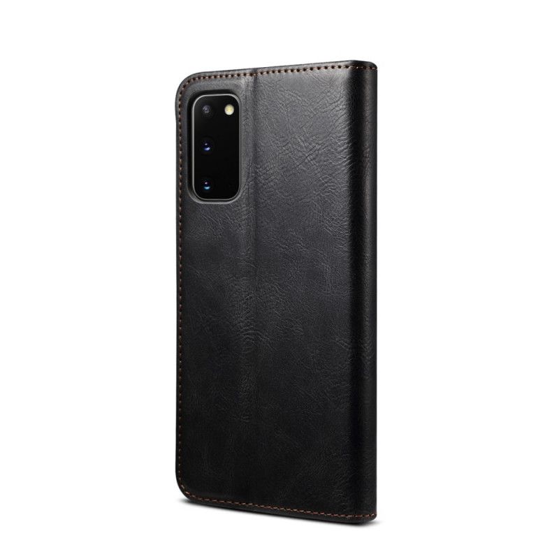 Flip Case Samsung Galaxy S20 FE Schwarz Gewachstes Kunstleder