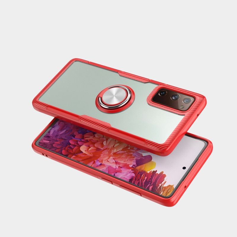 Hülle Für Samsung Galaxy S20 FE Schwarz Transparenter Ring Und Kohlenstoff