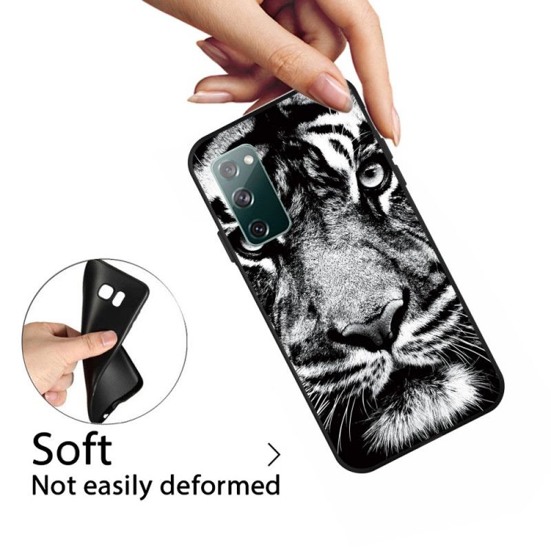 Hülle Für Samsung Galaxy S20 FE Schwarzweiss-Tiger