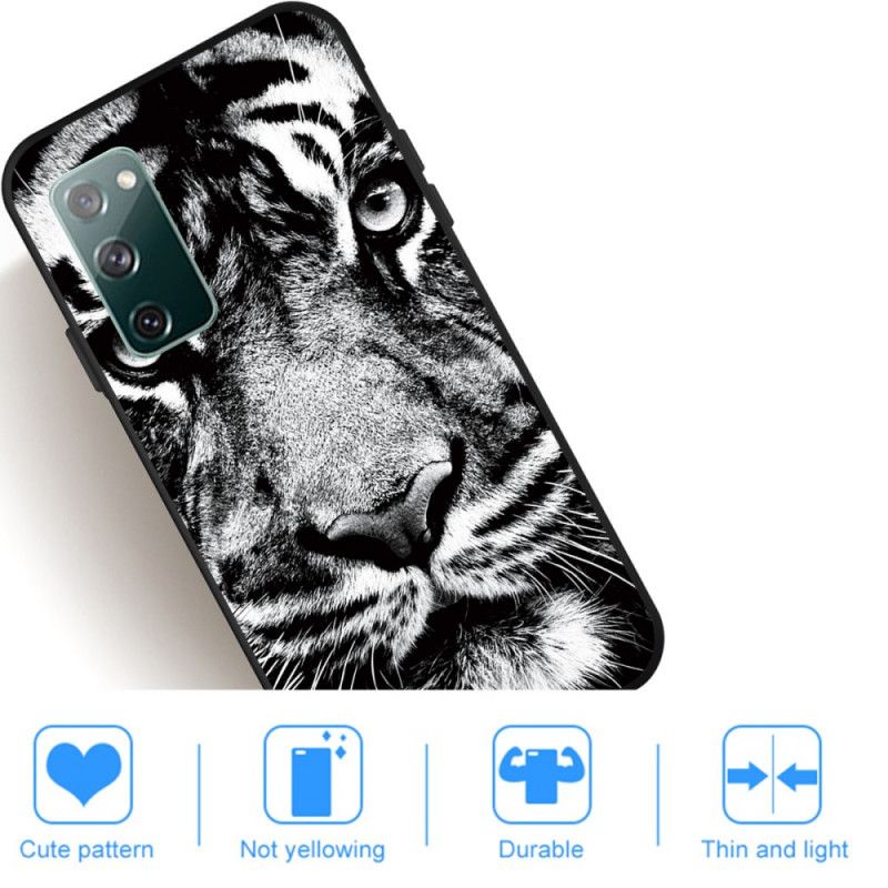 Hülle Für Samsung Galaxy S20 FE Schwarzweiss-Tiger