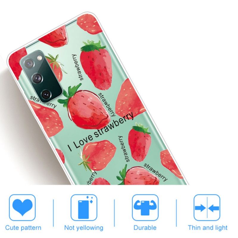 Hülle Samsung Galaxy S20 FE Handyhülle Erdbeeren / Ich Liebe Erdbeeren