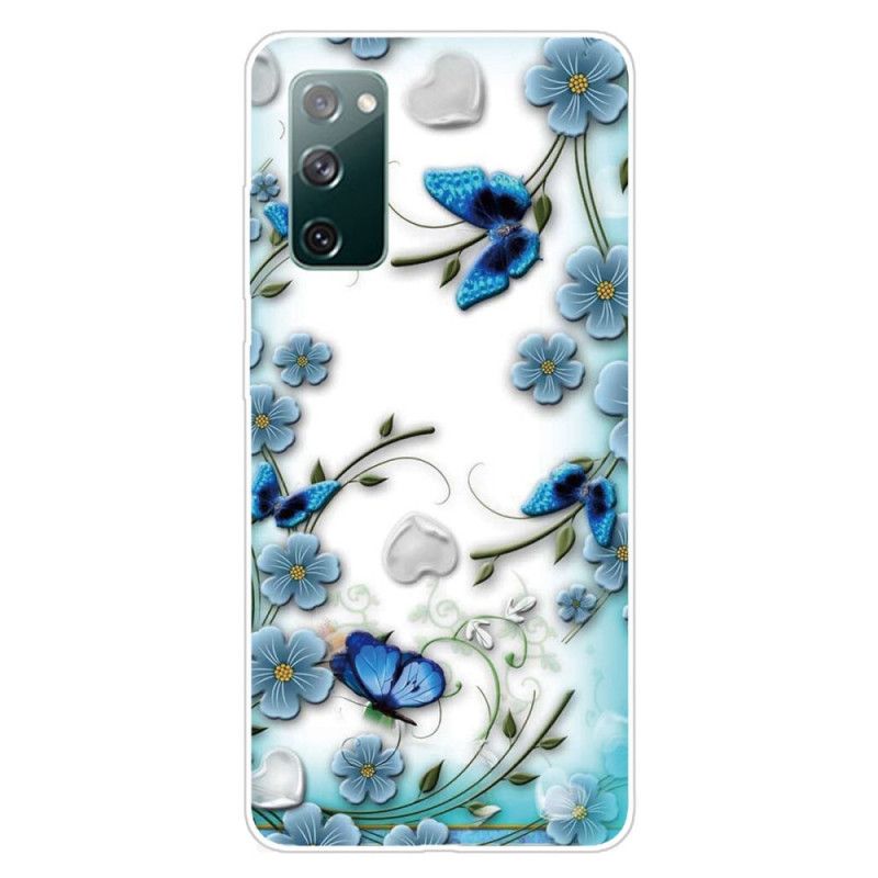 Hülle Samsung Galaxy S20 FE Handyhülle Transparente Retro-Schmetterlinge Und Blumen