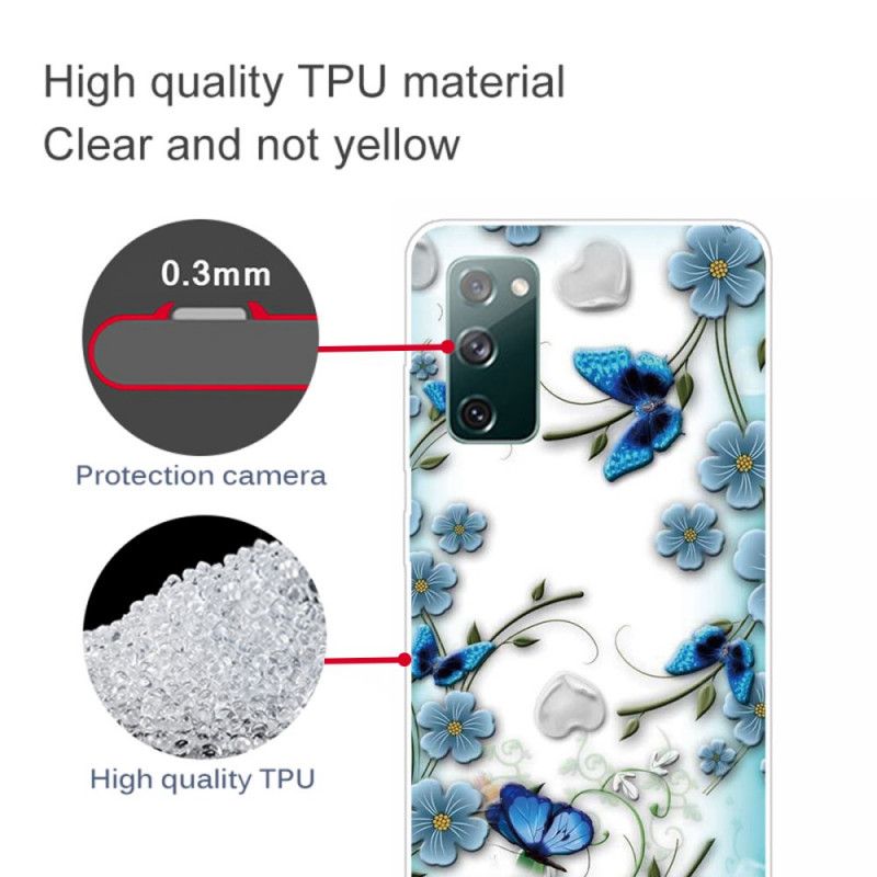 Hülle Samsung Galaxy S20 FE Handyhülle Transparente Retro-Schmetterlinge Und Blumen