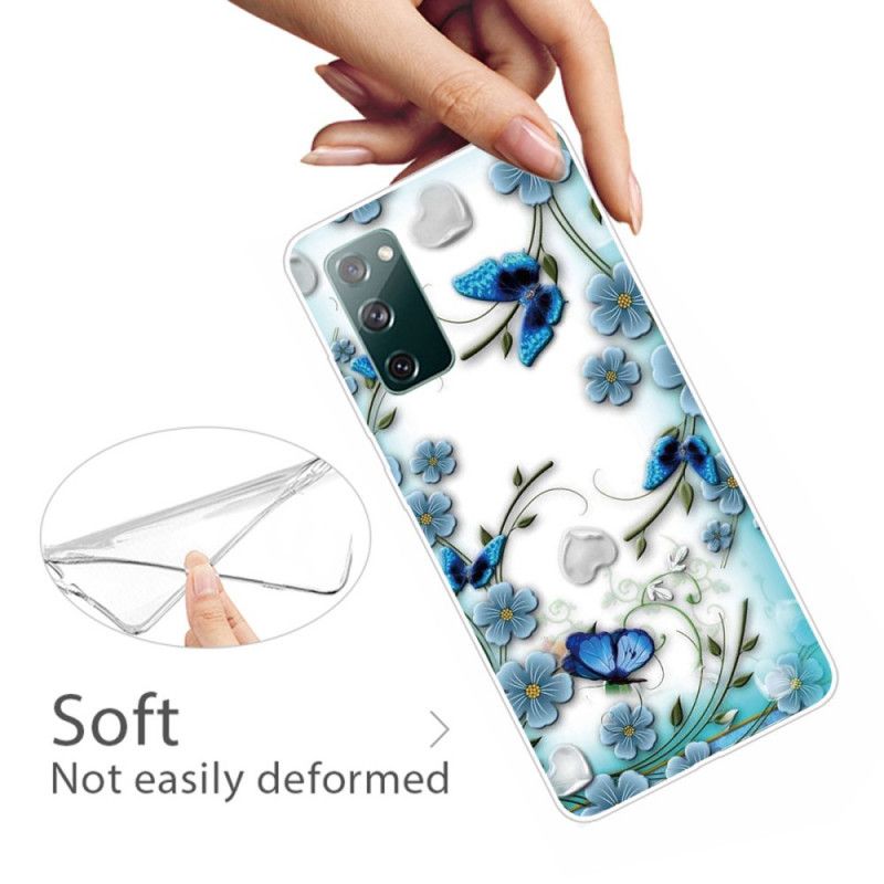 Hülle Samsung Galaxy S20 FE Handyhülle Transparente Retro-Schmetterlinge Und Blumen