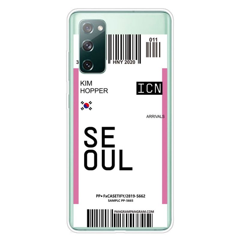 Hülle Samsung Galaxy S20 FE Magenta Bordkarte Nach Seoul