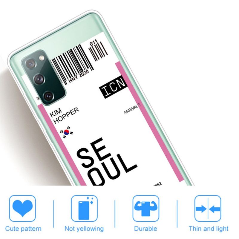 Hülle Samsung Galaxy S20 FE Magenta Bordkarte Nach Seoul