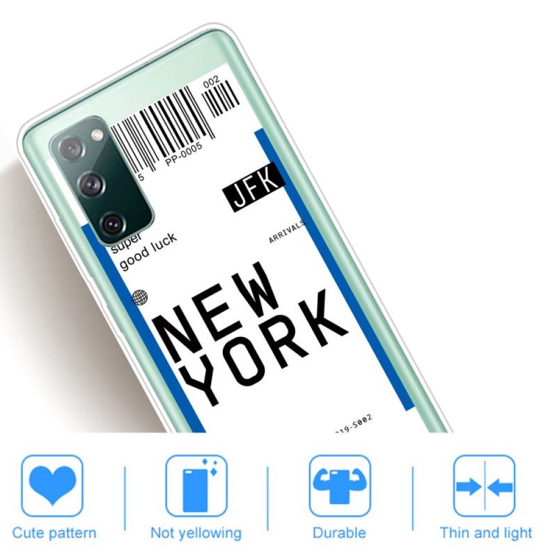 Hülle Samsung Galaxy S20 FE Schwarz Bordkarte Nach New York