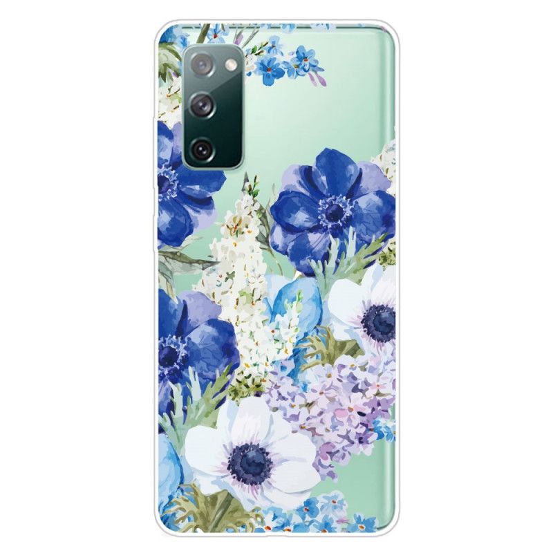 Hülle Samsung Galaxy S20 FE Transparente Aquarellblaue Blüten