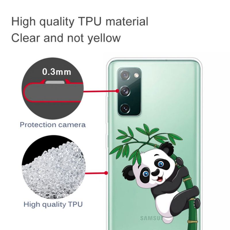 Hülle Samsung Galaxy S20 FE Transparenter Panda Auf Bambus