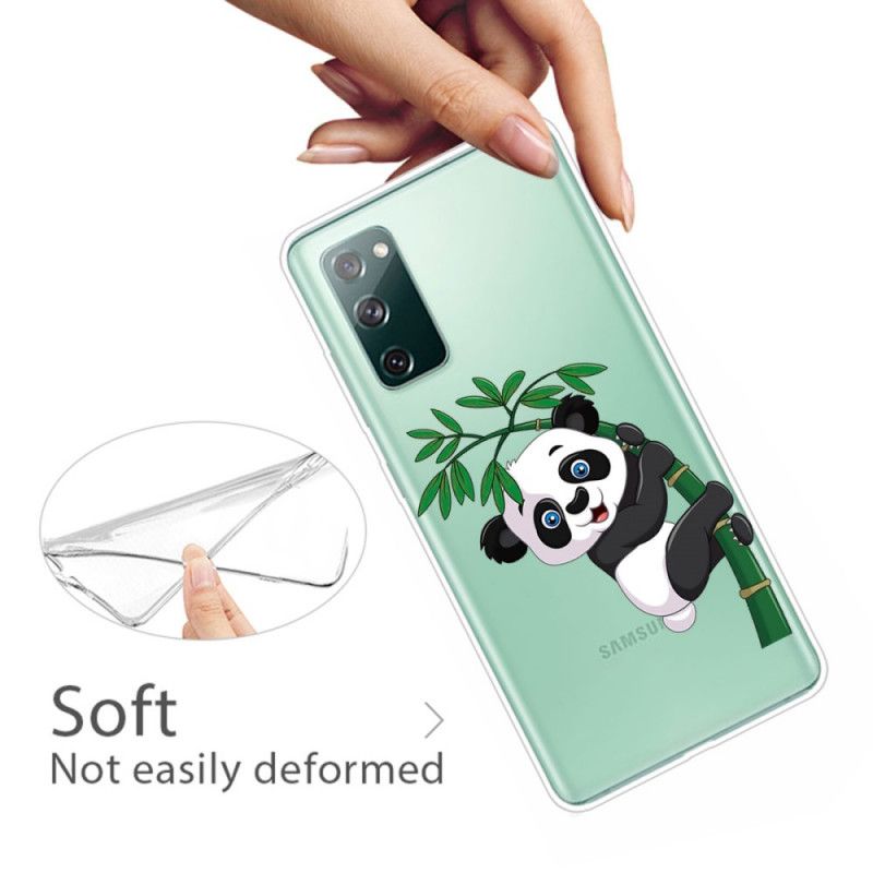 Hülle Samsung Galaxy S20 FE Transparenter Panda Auf Bambus