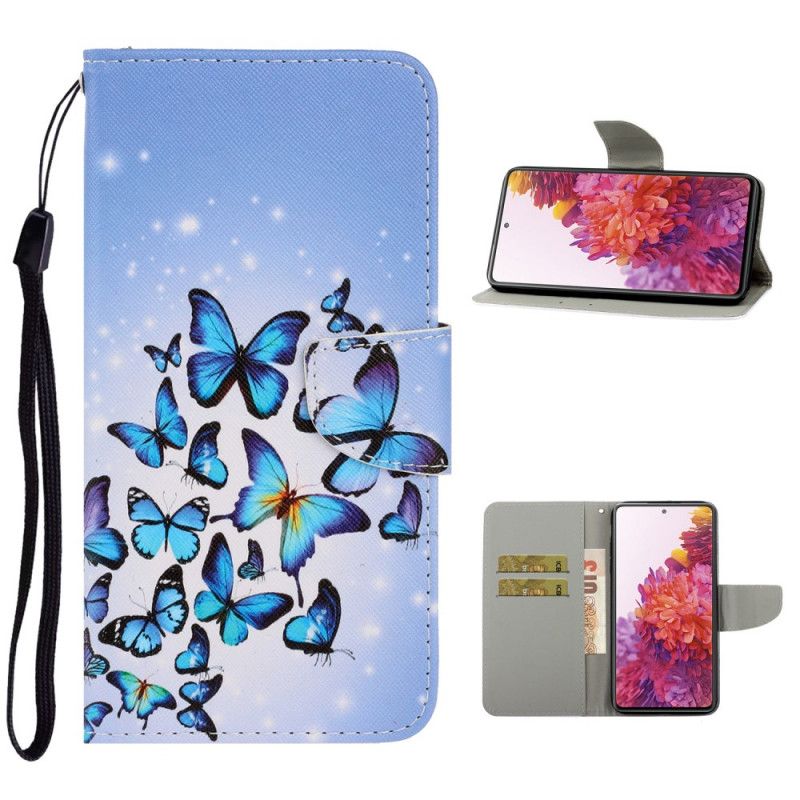 Lederhüllen Für Samsung Galaxy S20 FE Schwarz Schmetterlingsvariationen Mit Tanga
