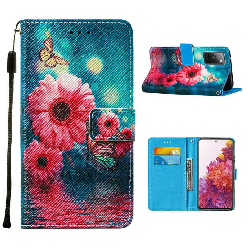 Lederhüllen Samsung Galaxy S20 FE Blumen Und Schmetterlinge