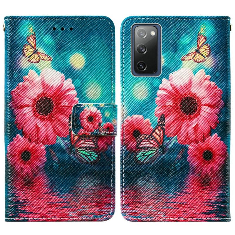 Lederhüllen Samsung Galaxy S20 FE Blumen Und Schmetterlinge
