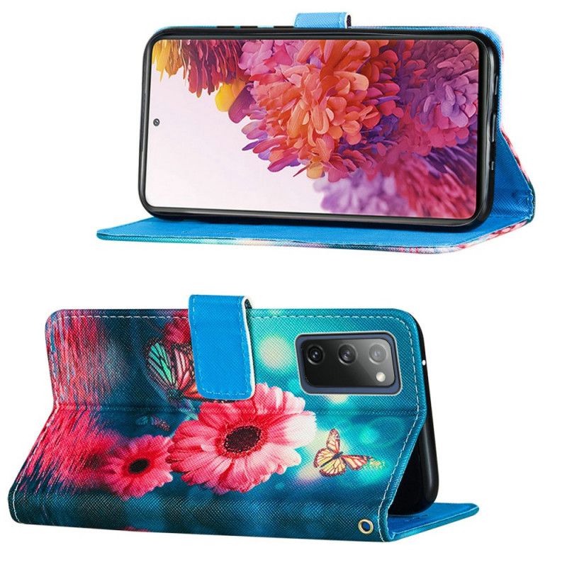 Lederhüllen Samsung Galaxy S20 FE Blumen Und Schmetterlinge