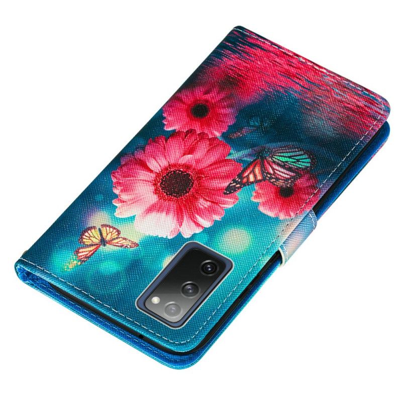 Lederhüllen Samsung Galaxy S20 FE Blumen Und Schmetterlinge