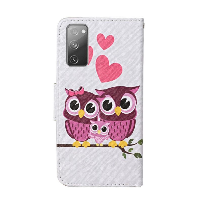 Lederhüllen Samsung Galaxy S20 FE Eulenfamilie Mit Tanga