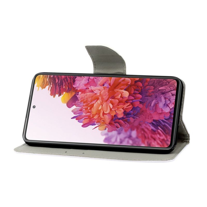 Lederhüllen Samsung Galaxy S20 FE Farbige Blätter Mit Riemen