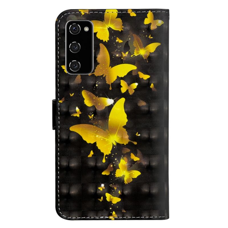 Lederhüllen Samsung Galaxy S20 FE Gelbe Schmetterlinge
