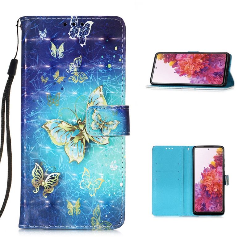 Lederhüllen Samsung Galaxy S20 FE Goldene Schmetterlinge