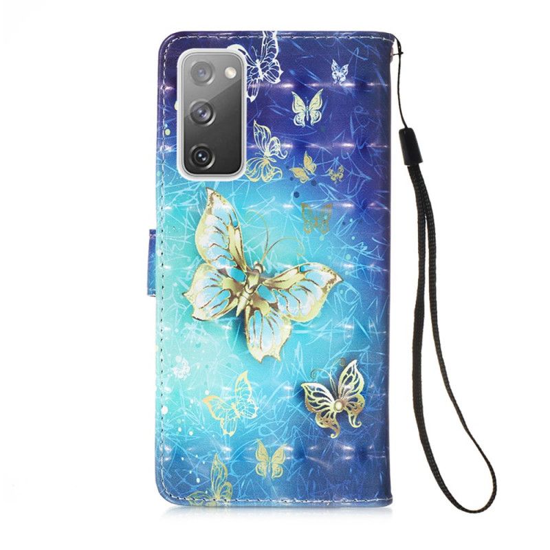 Lederhüllen Samsung Galaxy S20 FE Goldene Schmetterlinge