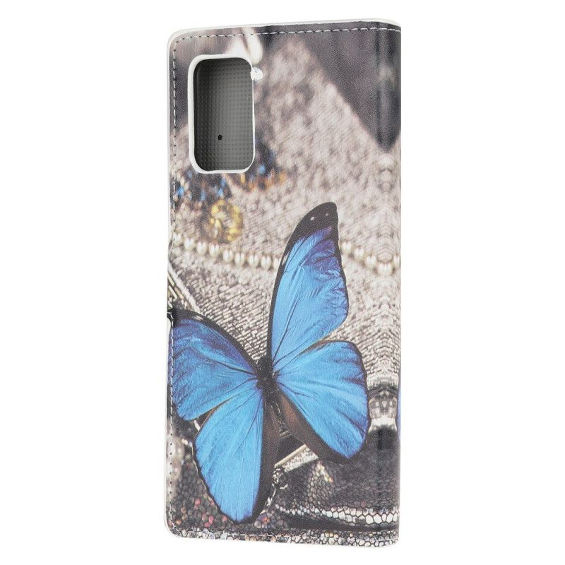 Lederhüllen Samsung Galaxy S20 FE Grau Handyhülle Nur Schmetterlinge