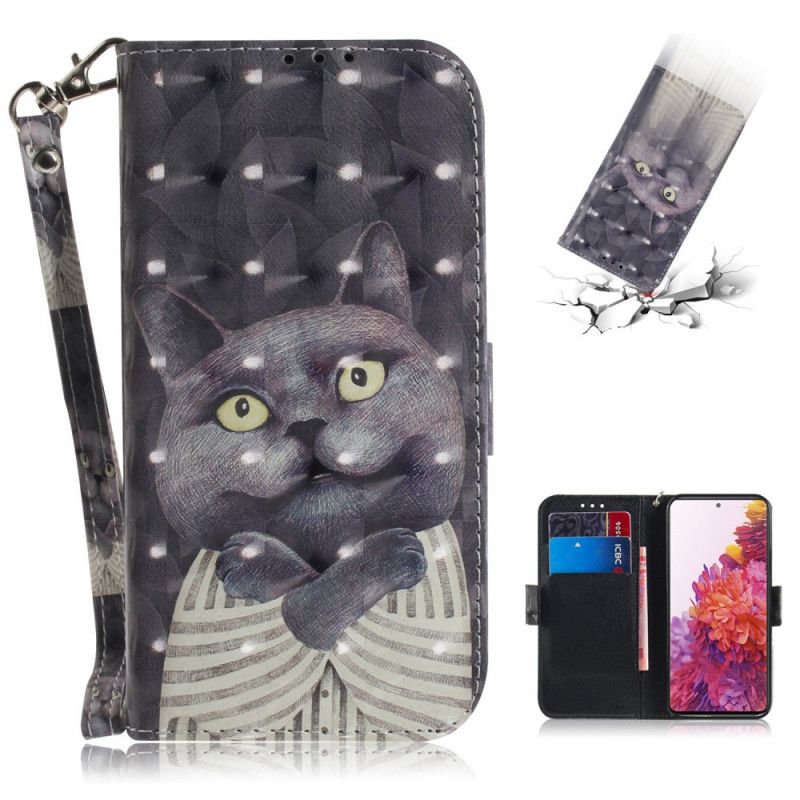 Lederhüllen Samsung Galaxy S20 FE Graue Katze Mit Tanga