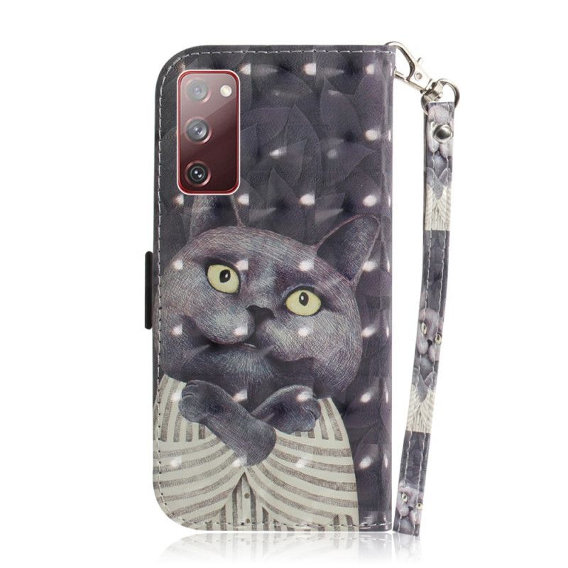 Lederhüllen Samsung Galaxy S20 FE Graue Katze Mit Tanga