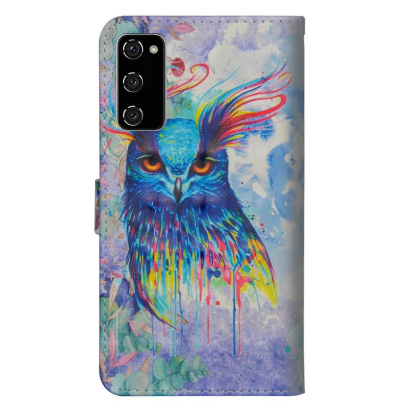 Lederhüllen Samsung Galaxy S20 FE Handyhülle Aquarellvogel