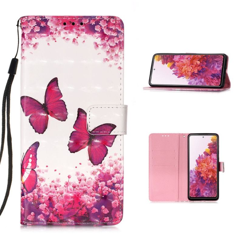 Lederhüllen Samsung Galaxy S20 FE Handyhülle Rote Schmetterlinge
