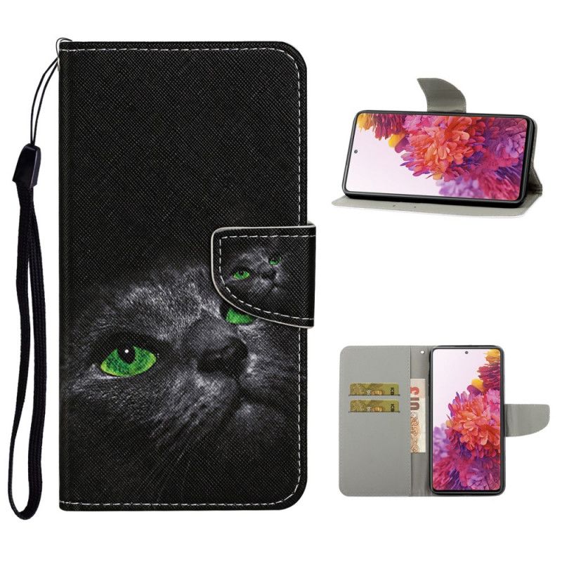 Lederhüllen Samsung Galaxy S20 FE Katze Mit Grünen Augen Und Tanga