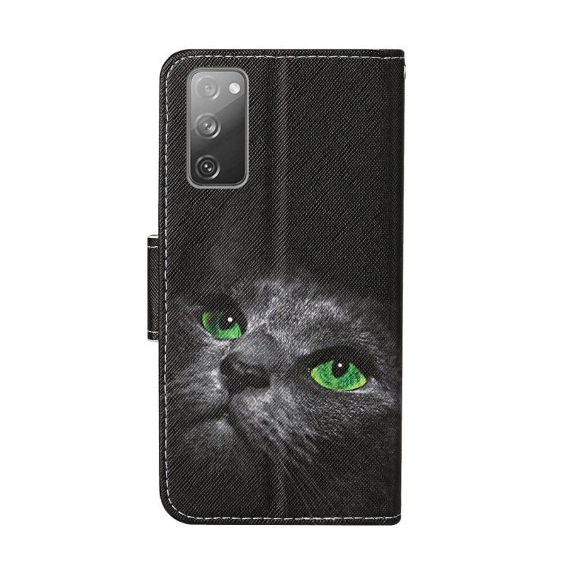 Lederhüllen Samsung Galaxy S20 FE Katze Mit Grünen Augen Und Tanga