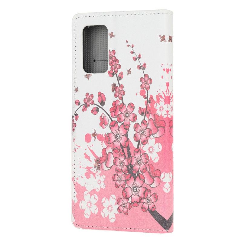 Lederhüllen Samsung Galaxy S20 FE Magenta Handyhülle Tropische Blumen