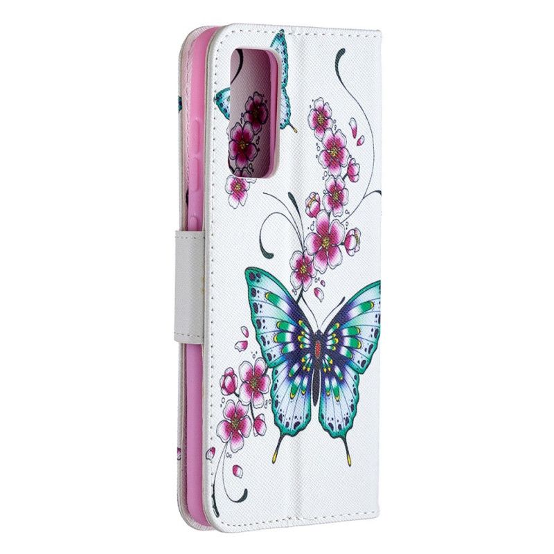 Lederhüllen Samsung Galaxy S20 FE Magenta Wundervolle Schmetterlinge