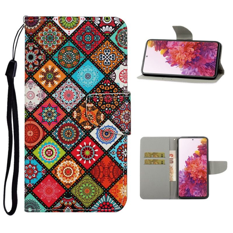 Lederhüllen Samsung Galaxy S20 FE Patchwork-Mandalas Mit Tanga