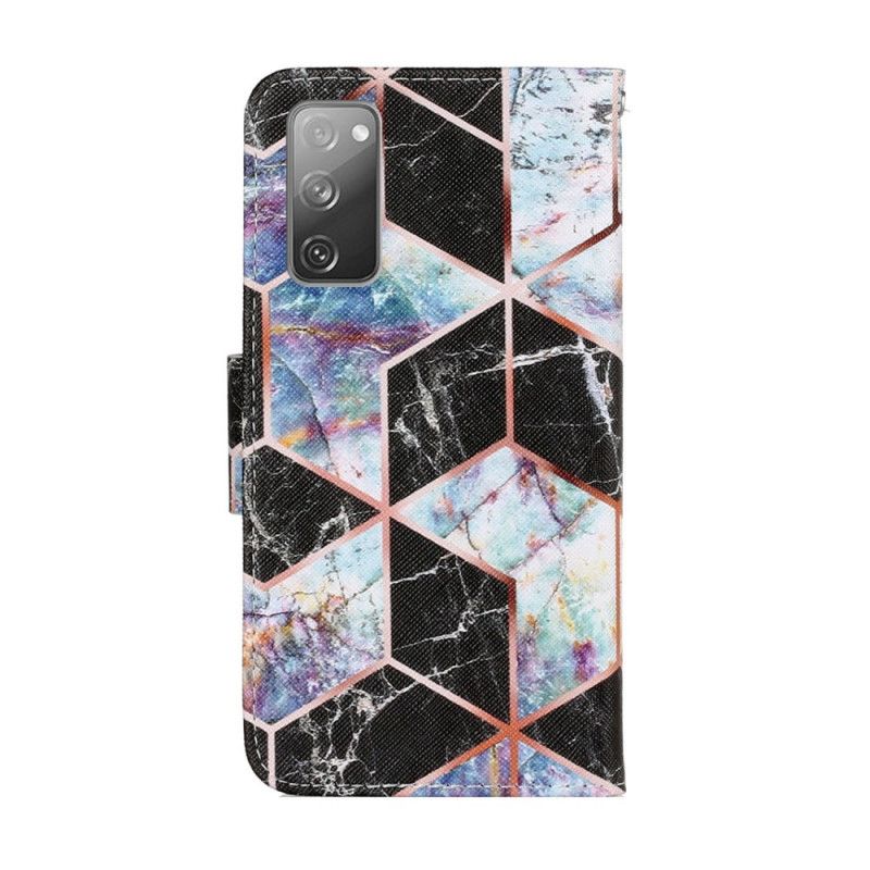 Lederhüllen Samsung Galaxy S20 FE Schwarz Geometrischer Marmor