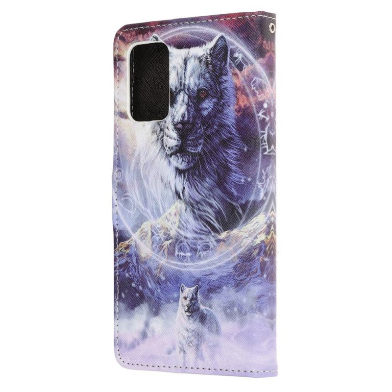 Lederhüllen Samsung Galaxy S20 FE Wolf Im Winter Mit Tanga